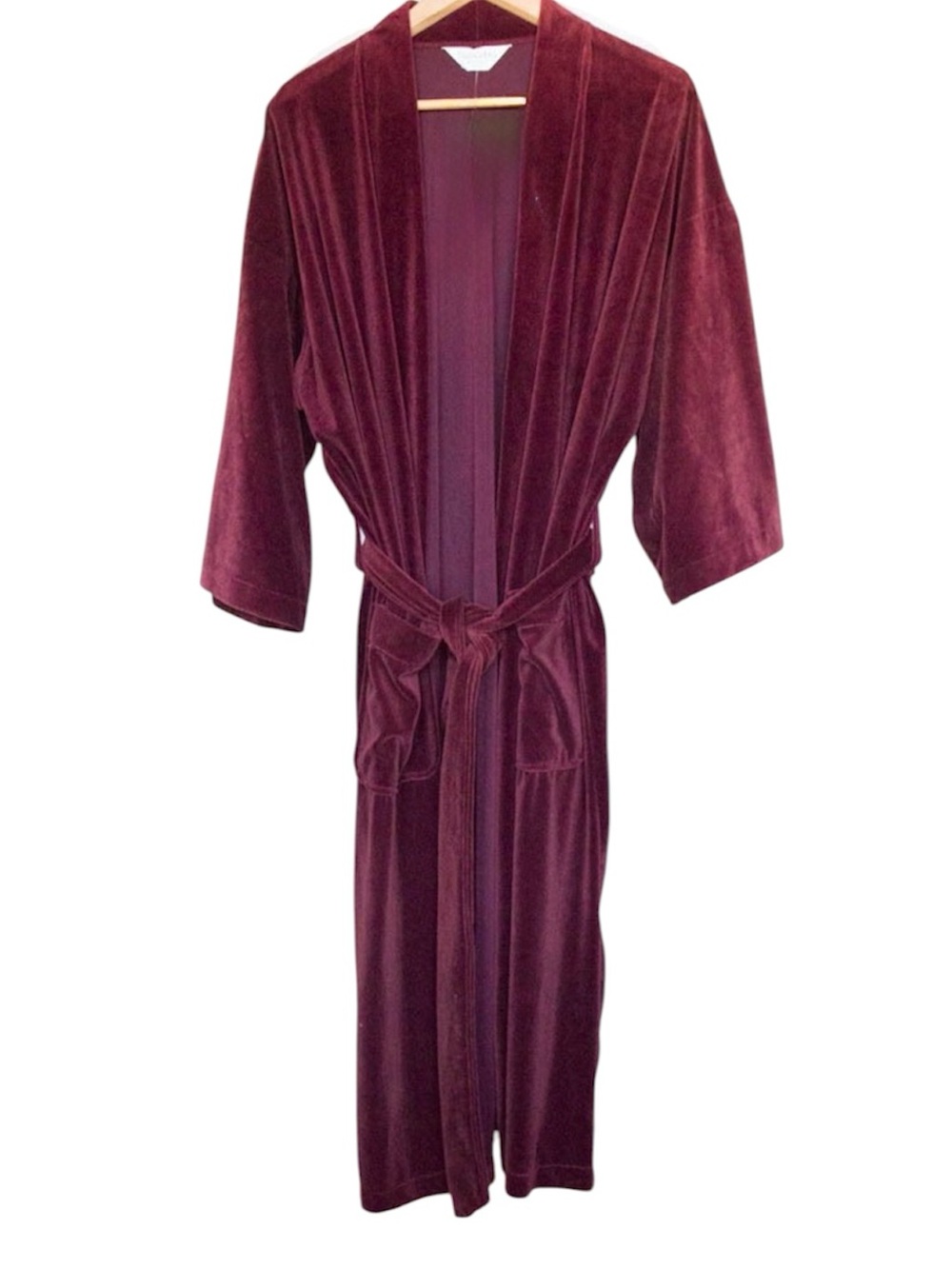 Vintage Christian Dior Monsieur Red Velvet One Size Robe Pockets Tie Front Rare
